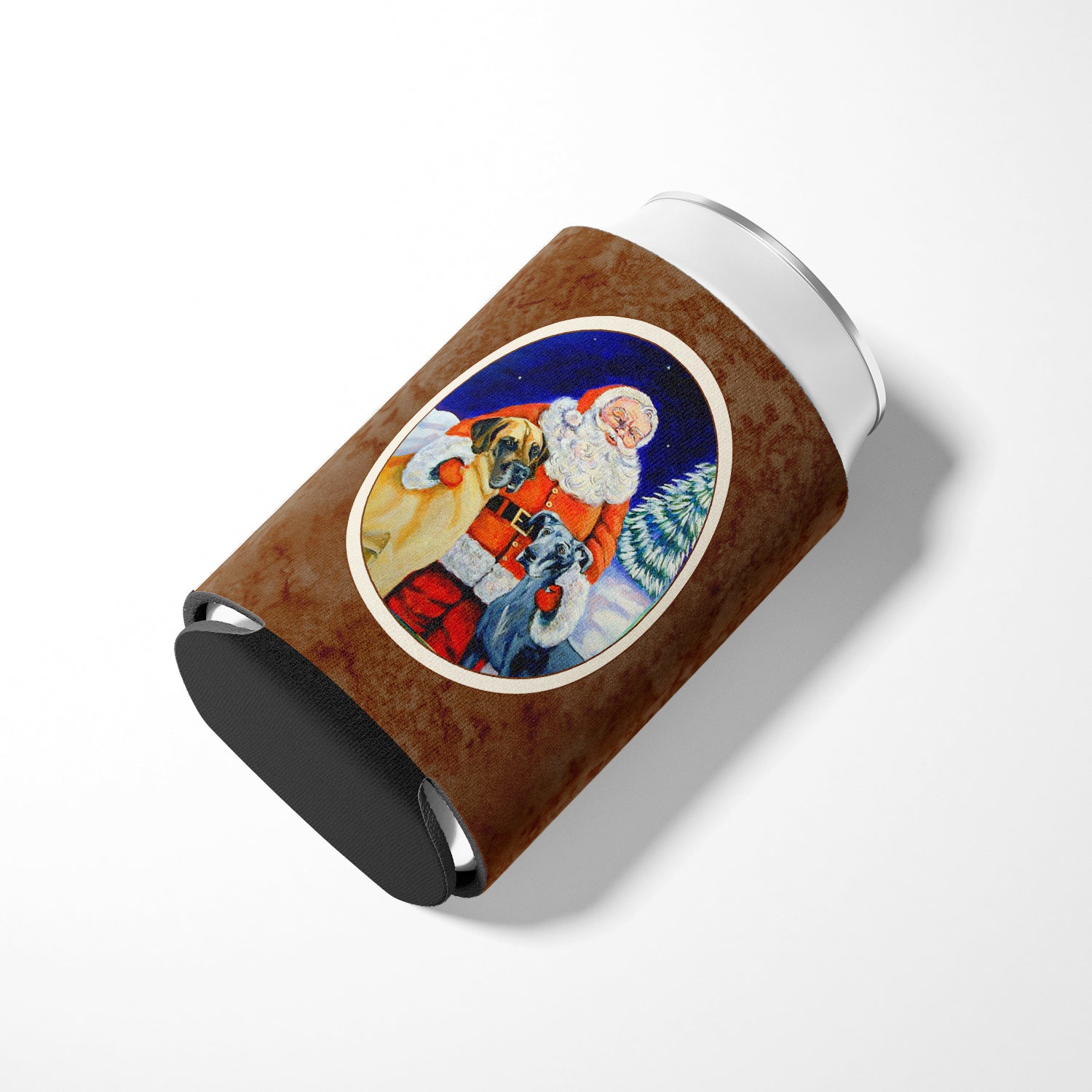 Santa Claus with Great Dane Can or Bottle Hugger 7232CC