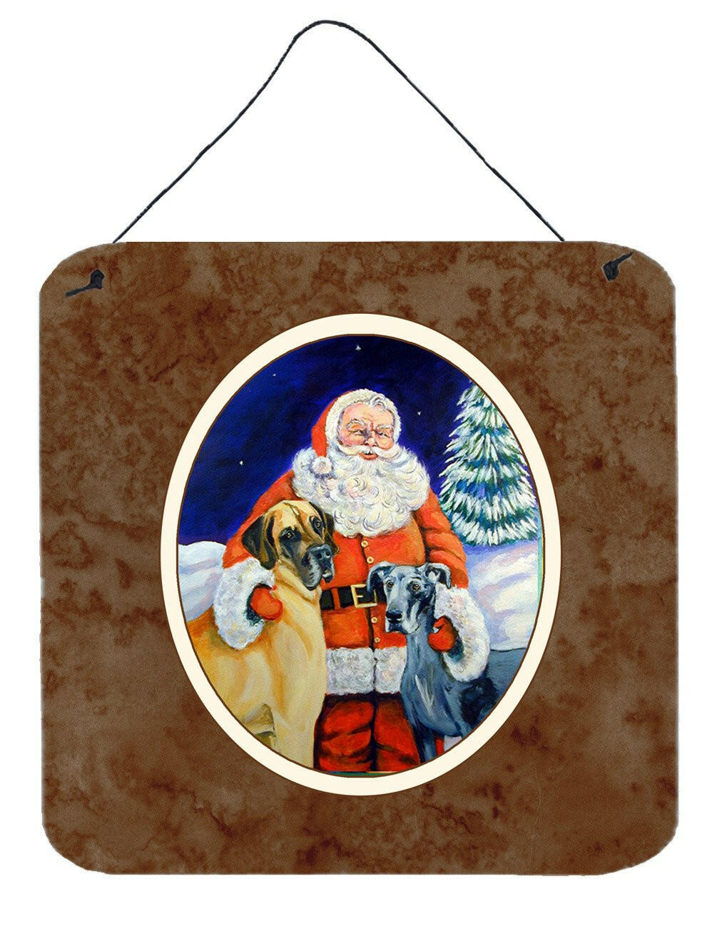Santa Claus with Great Dane Wall or Door Hanging Prints 7232DS66 by Caroline&#39;s Treasures