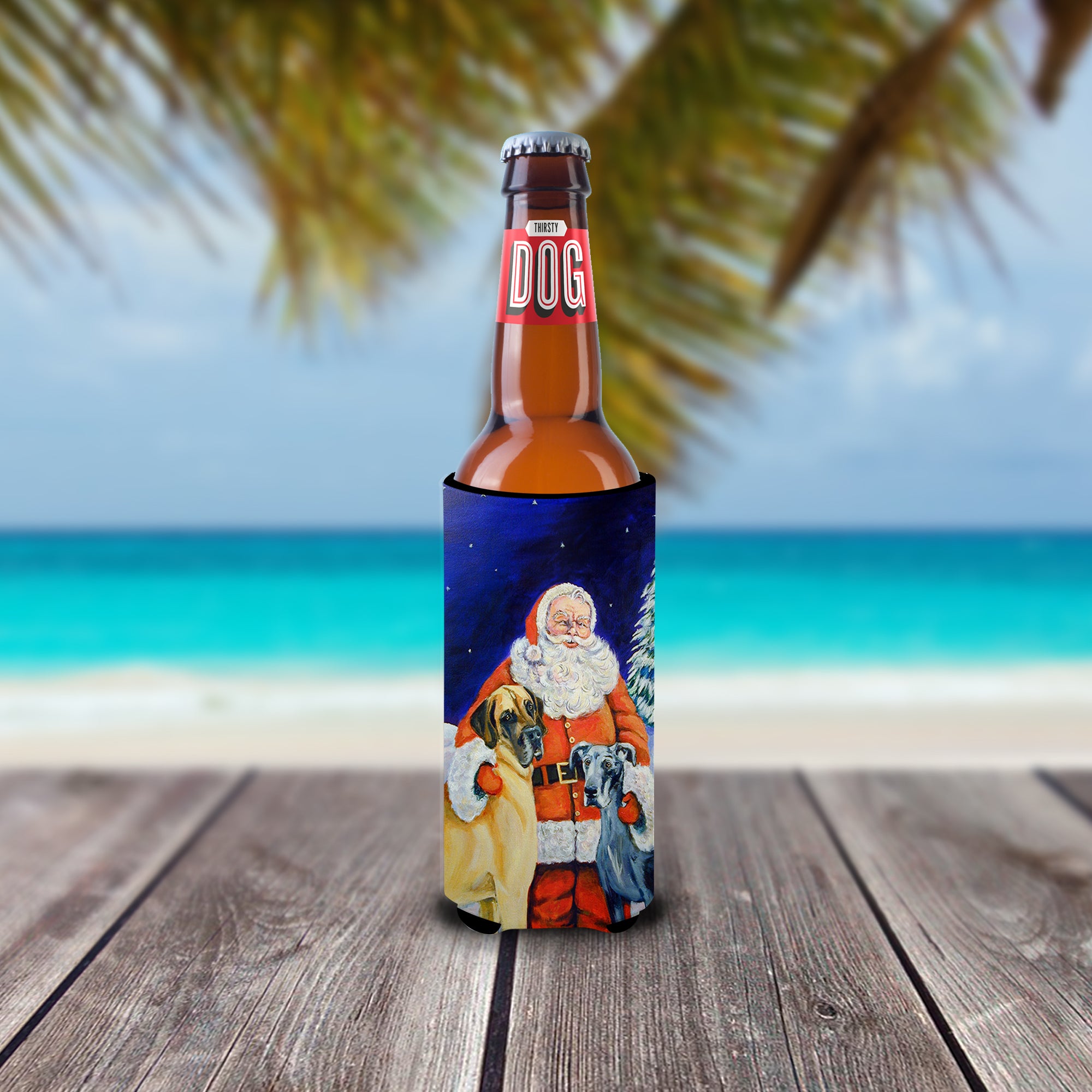 Santa Claus with Great Dane Ultra Beverage Isolateurs pour canettes minces 7232MUK