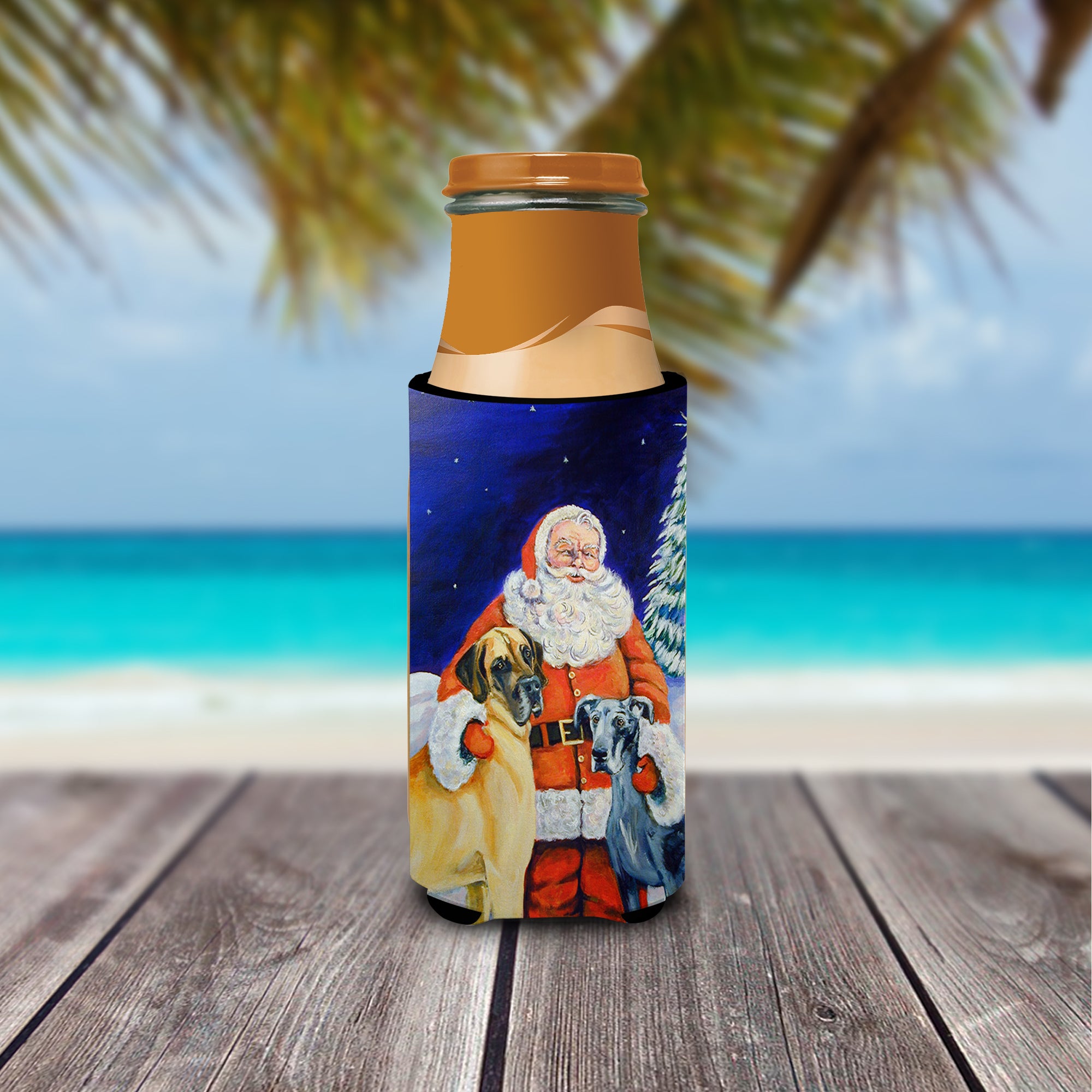 Santa Claus with Great Dane Ultra Beverage Insulators for slim cans 7232MUK.