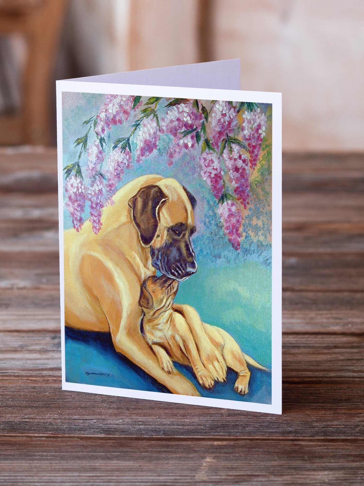 Great Dane and puppy  Greeting Cards and Envelopes Pack of 8 - the-store.com