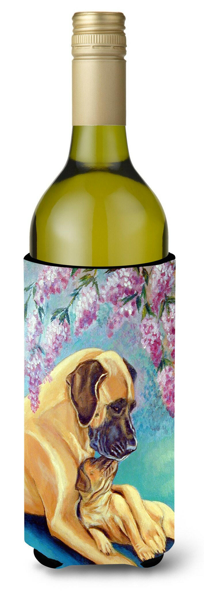 Great Dane and puppy Wine Bottle Beverage Insulator Beverage Insulator Hugger by Caroline&#39;s Treasures