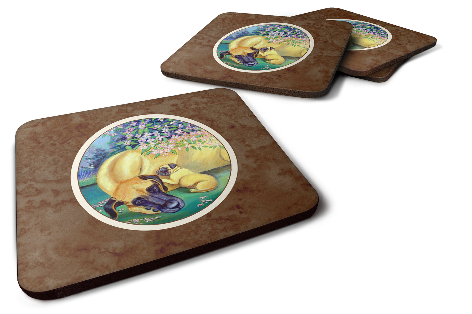 Great Dane and puppy Foam Coaster Set of 4 7234FC - the-store.com