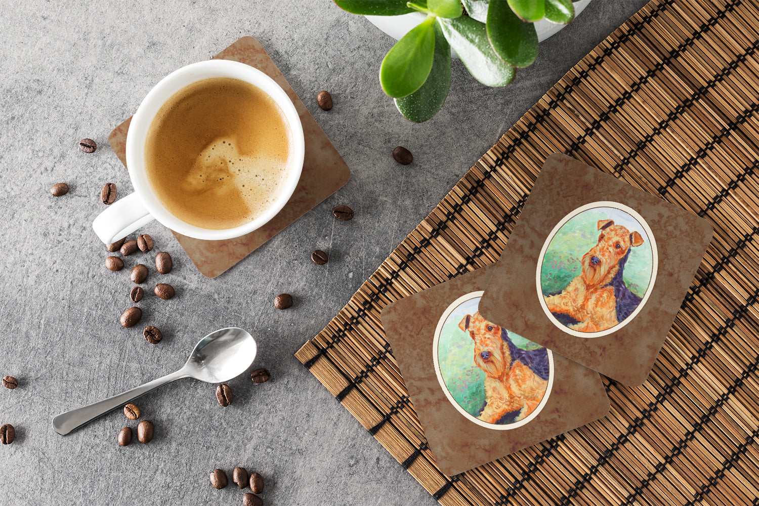 Airedale Terrier Foam Coaster Set of 4 7239FC - the-store.com
