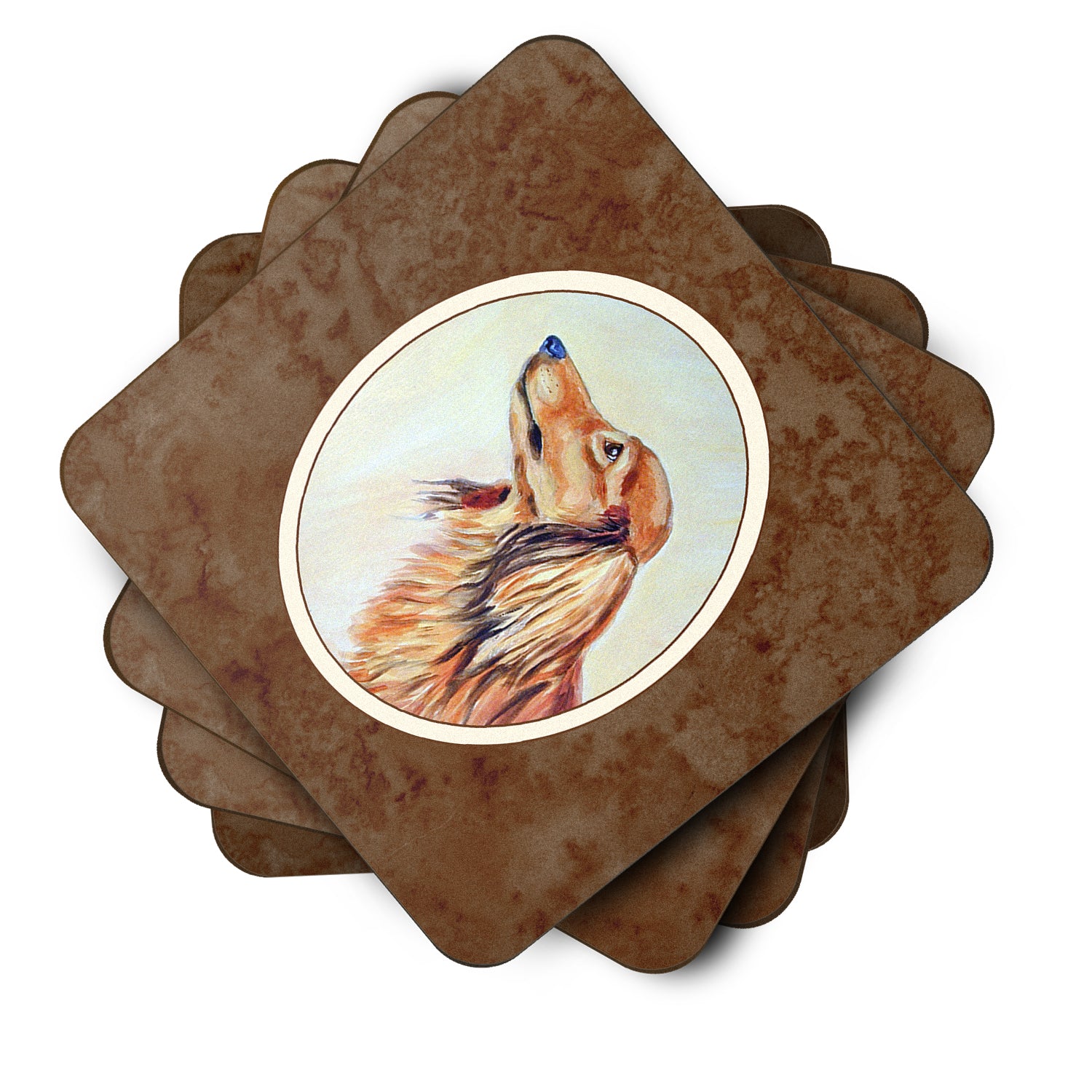 Long Haired Red Dachshund Foam Coaster Set of 4 7240FC - the-store.com