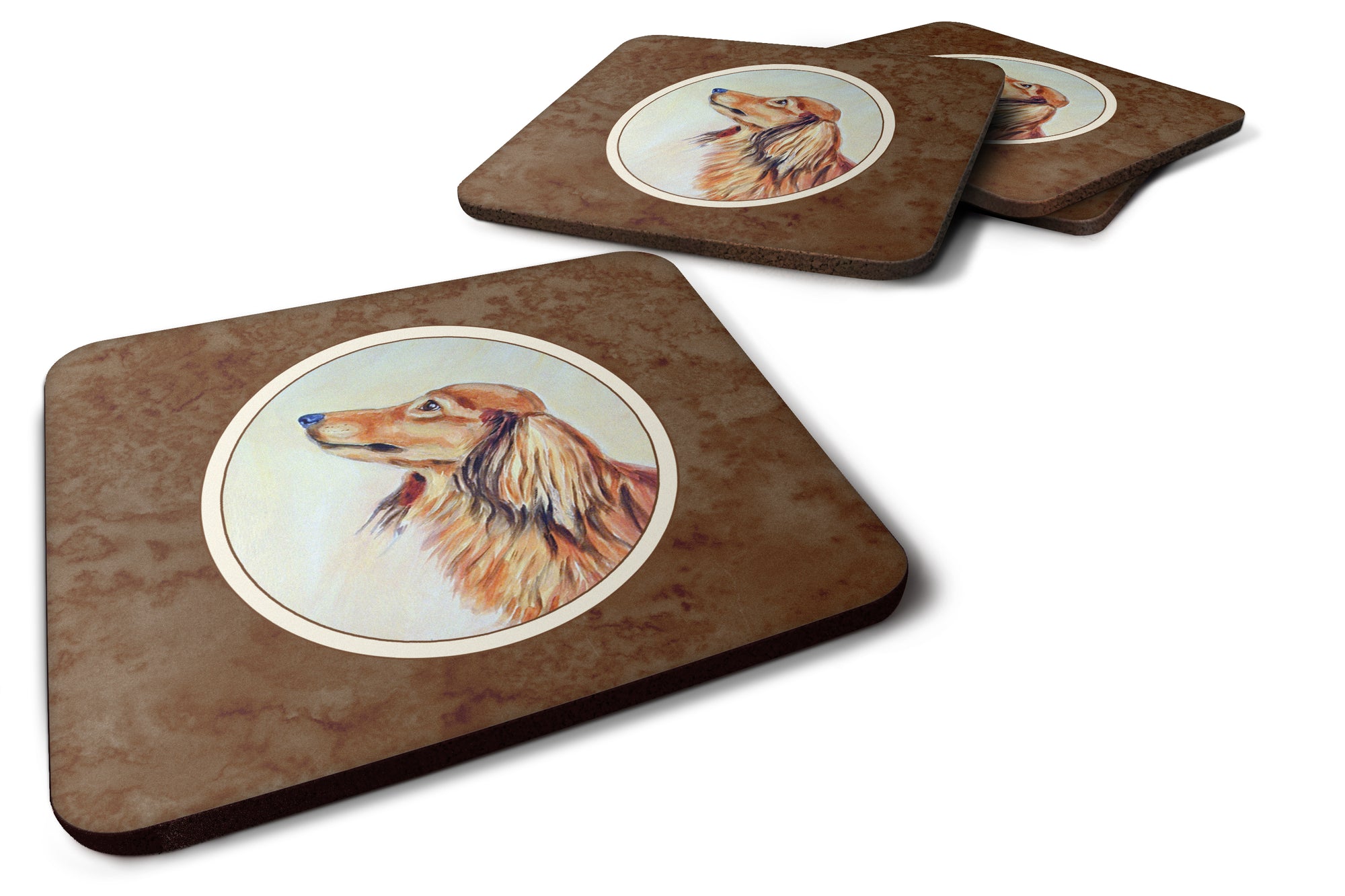 Long Haired Red Dachshund Foam Coaster Set of 4 7240FC - the-store.com