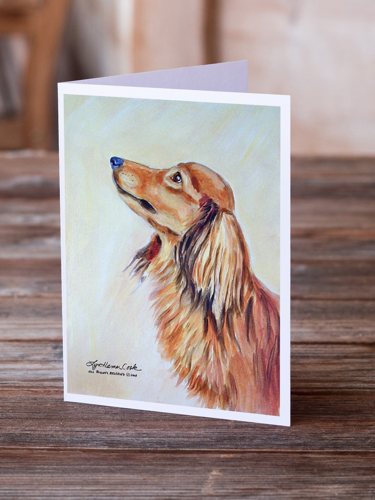 Long Haired Red Dachshund Greeting Cards and Envelopes Pack of 8 - the-store.com