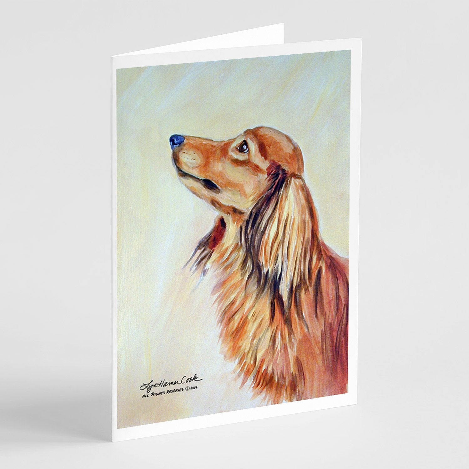 Buy this Long Haired Red Dachshund Greeting Cards and Envelopes Pack of 8