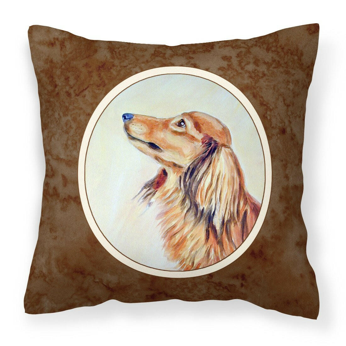 Long Haired Red Dachshund Fabric Decorative Pillow 7240PW1414 - the-store.com