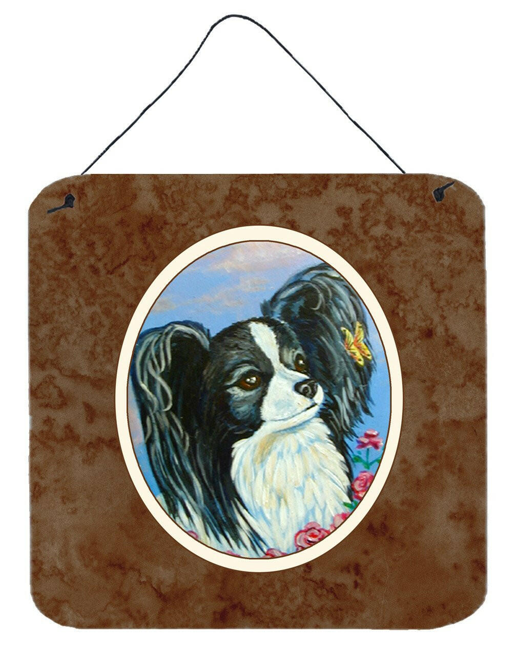 Black and White Papillon Wall or Door Hanging Prints 7247DS66 by Caroline's Treasures