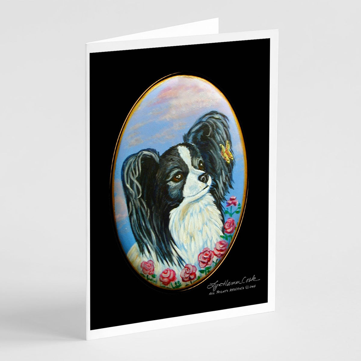 Buy this Black and White Papillon Greeting Cards and Envelopes Pack of 8
