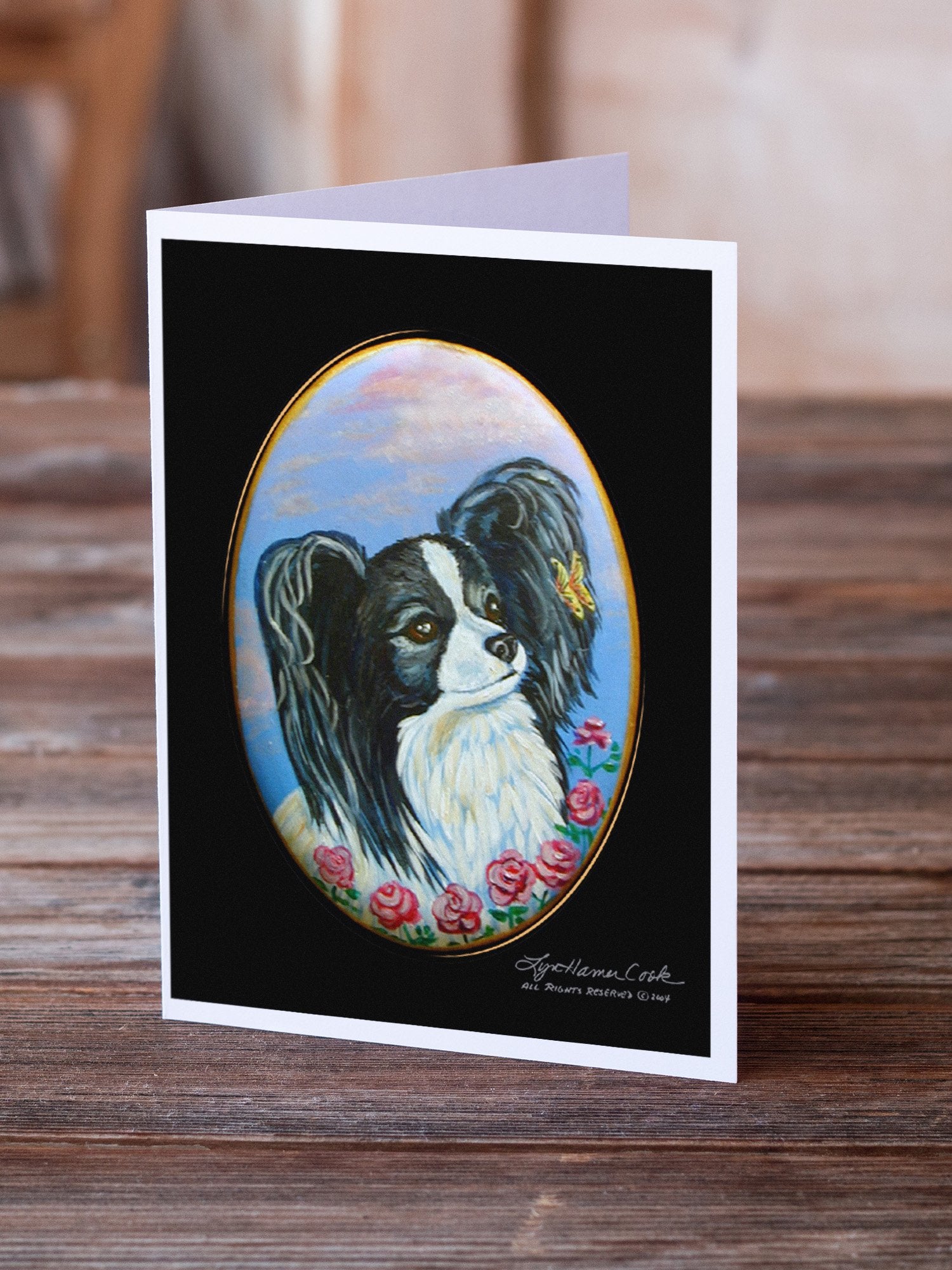 Black and White Papillon Greeting Cards and Envelopes Pack of 8 - the-store.com