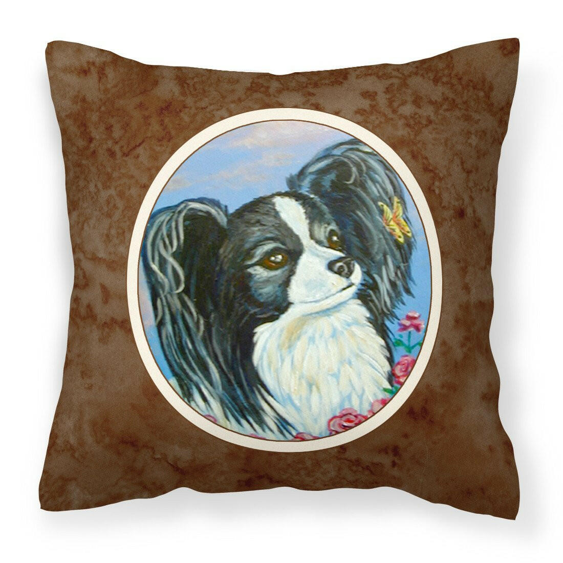 Black and White Papillon Fabric Decorative Pillow 7247PW1414 - the-store.com