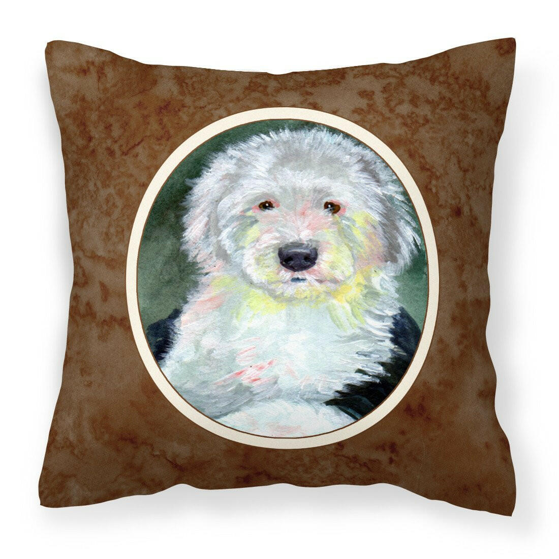 Old English Sheepdog Fabric Decorative Pillow 7252PW1414 - the-store.com