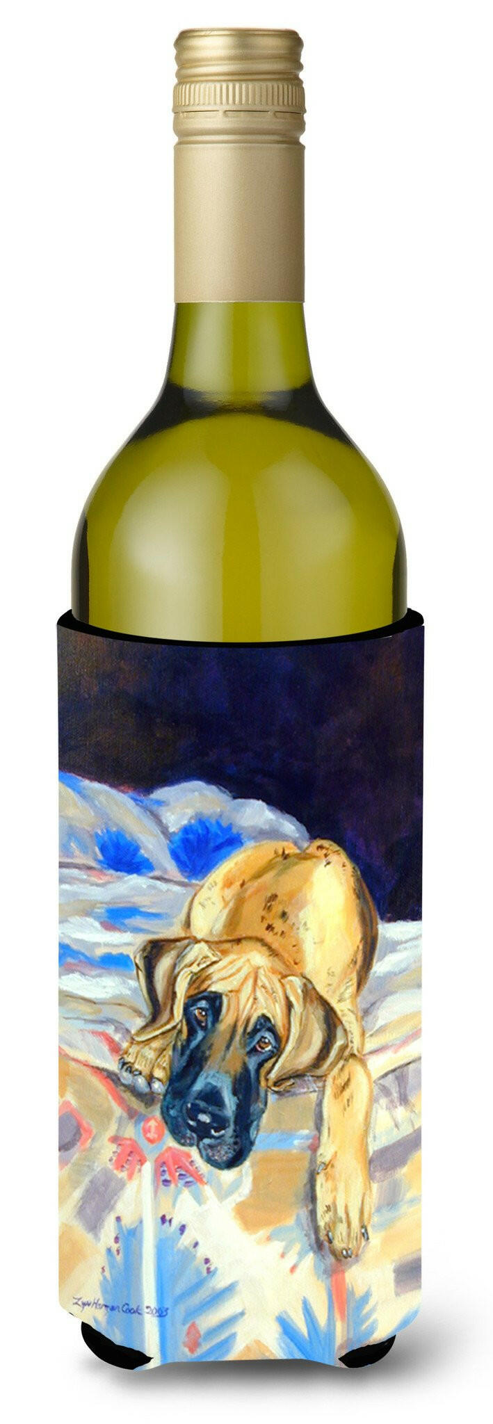 Fawn Great Dane Wine Bottle Beverage Insulator Beverage Insulator Hugger 7258LITERK by Caroline&#39;s Treasures