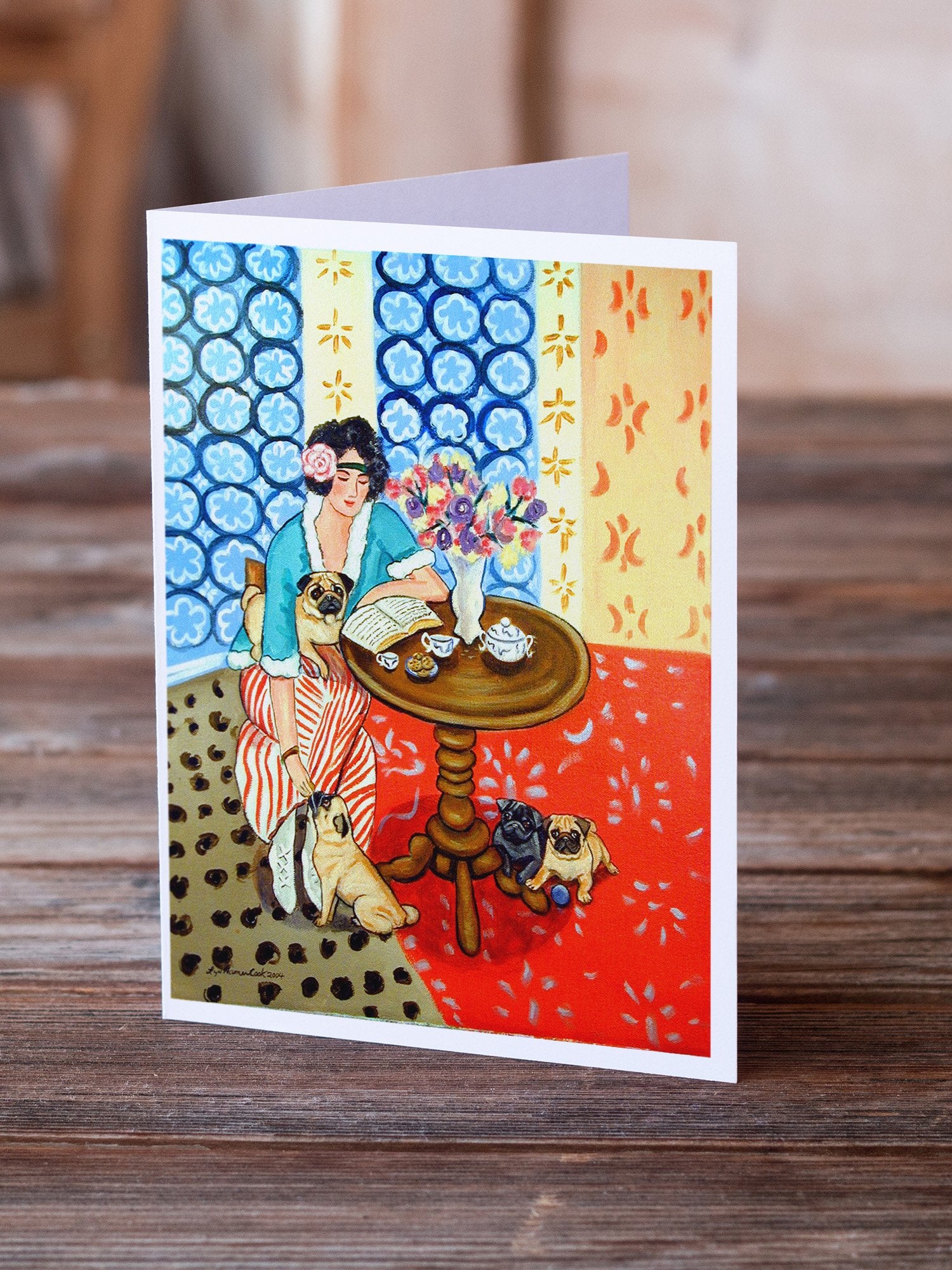 Lady with her Pug  Greeting Cards and Envelopes Pack of 8 - the-store.com
