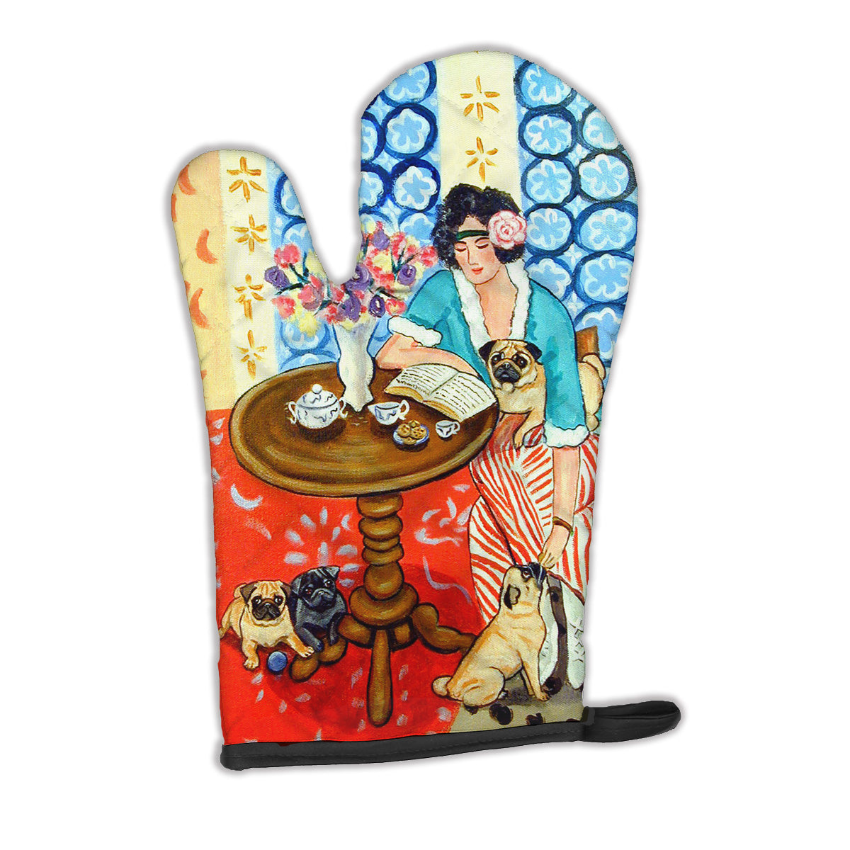 Lady with her Pug Oven Mitt 7259OVMT  the-store.com.