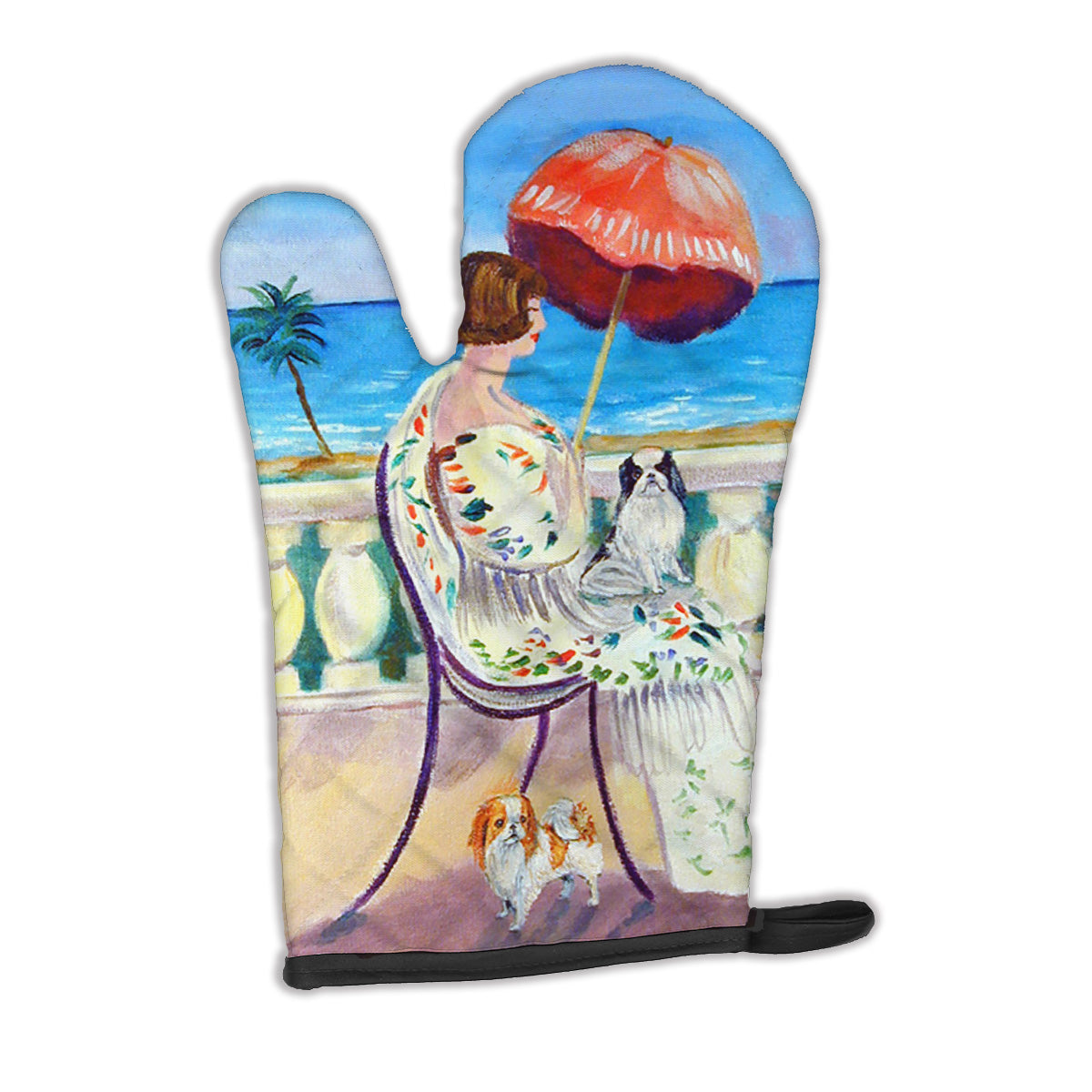 Lady with her Japanese Chin Oven Mitt 7260OVMT