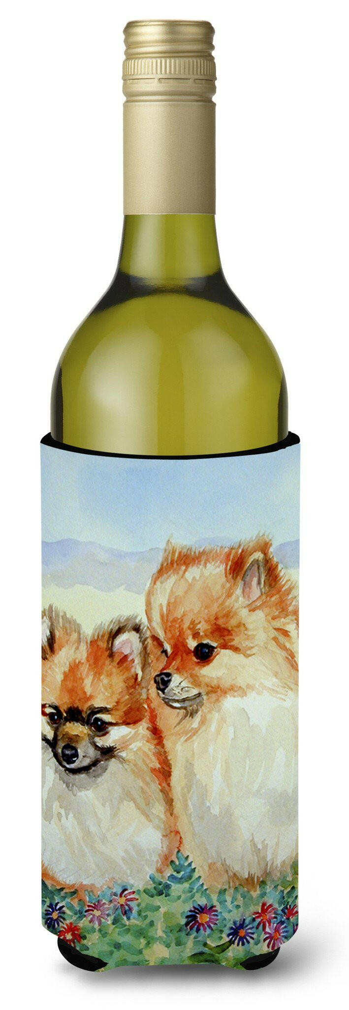 Pomeranian Wine Bottle Beverage Insulator Beverage Insulator Hugger 7262LITERK by Caroline&#39;s Treasures
