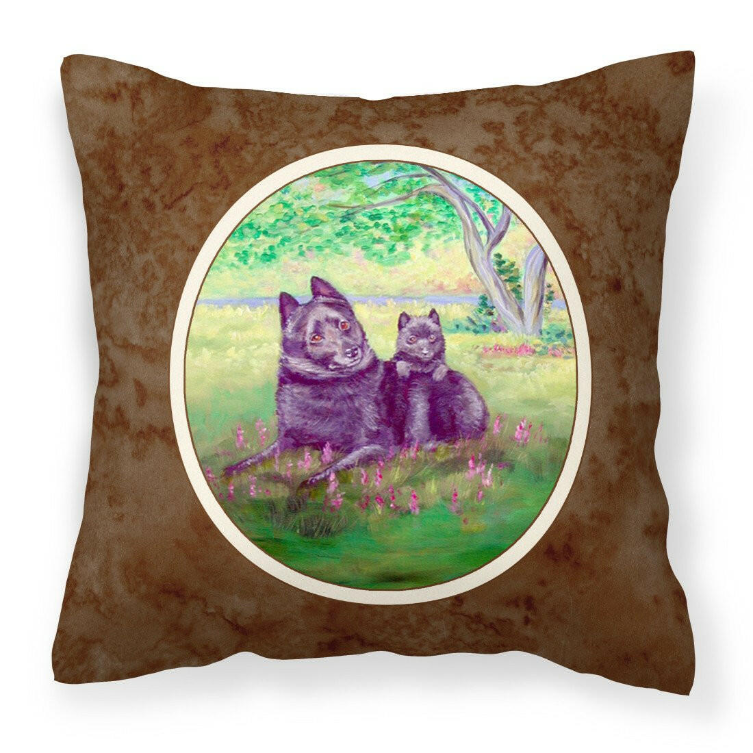 Schipperke and puppy Fabric Decorative Pillow 7263PW1414 - the-store.com