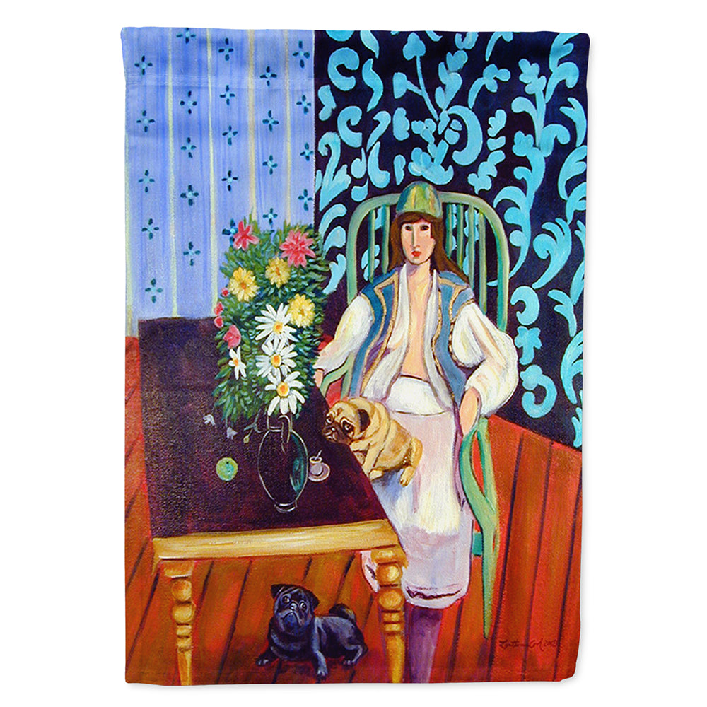 Lady with her Pug Flag Canvas House Size