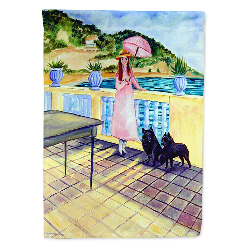 Lady with her Schipperke Flag Canvas House Size