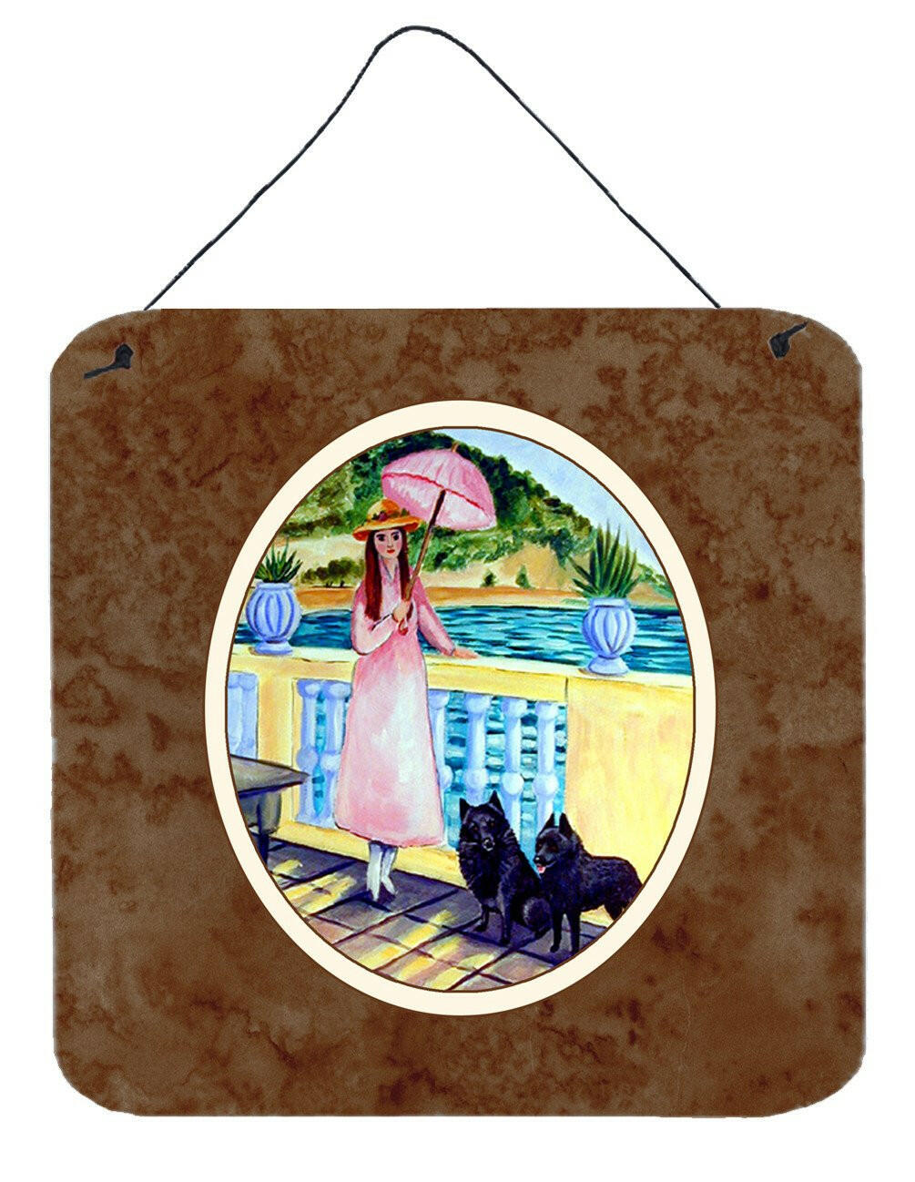 Lady with her Schipperke Wall or Door Hanging Prints 7267DS66 by Caroline&#39;s Treasures