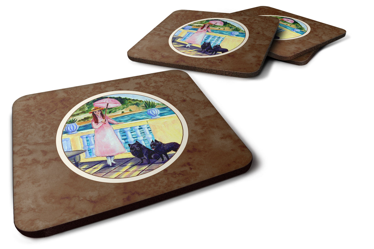 Lady with her Schipperke Foam Coaster Set of 4 7267FC - the-store.com