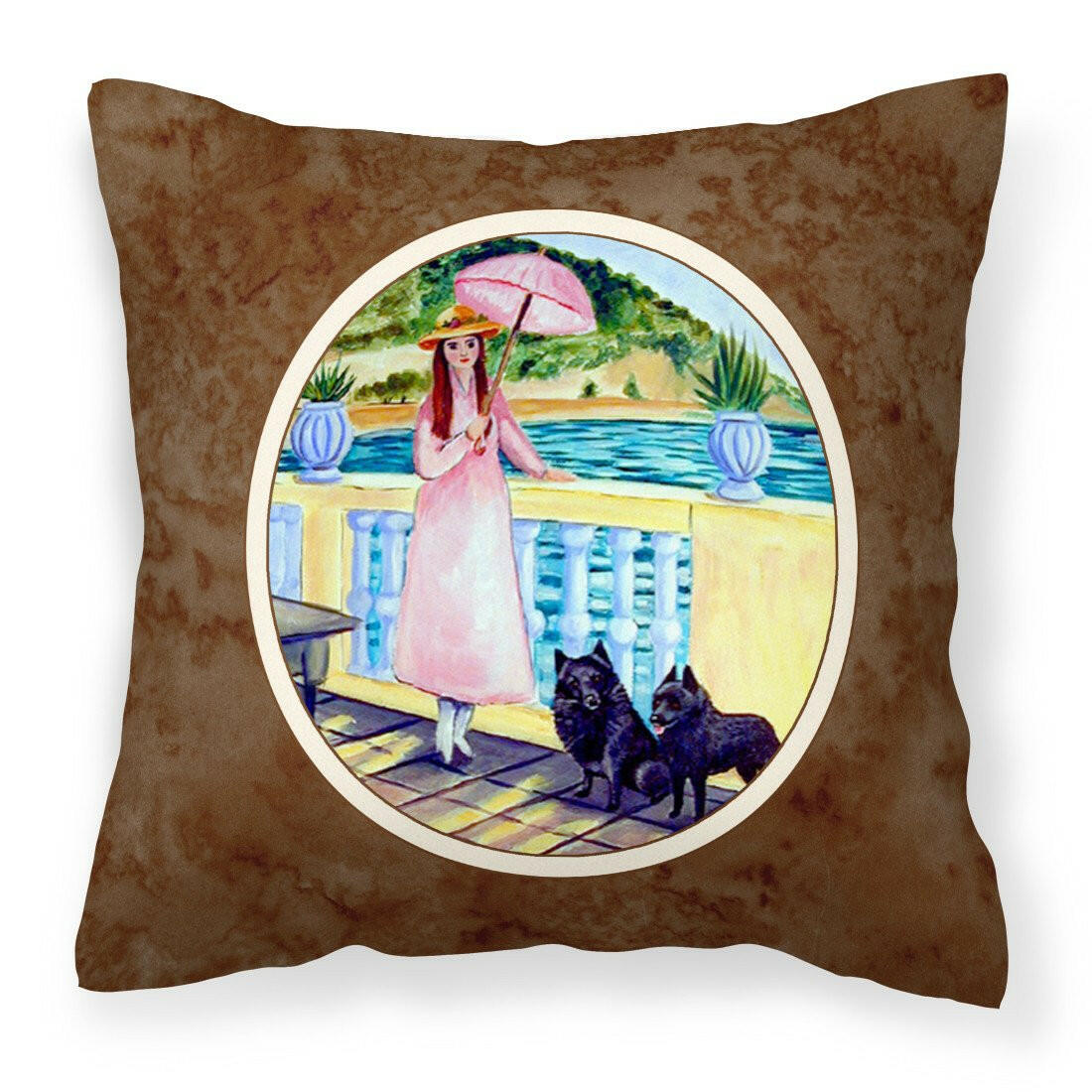Lady with her Schipperke Fabric Decorative Pillow 7267PW1414 - the-store.com