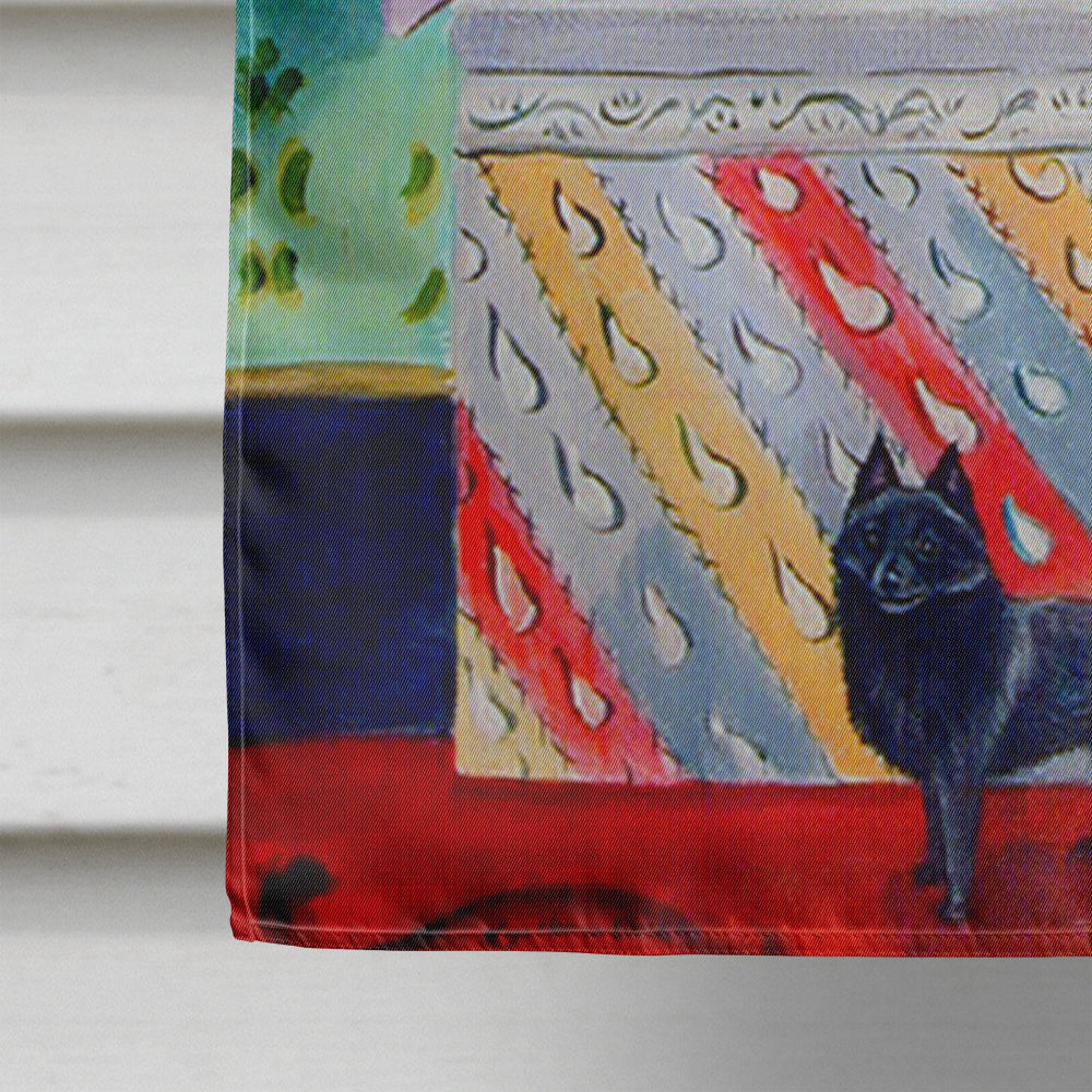 Lady with her Schipperke Flag Canvas House Size  the-store.com.