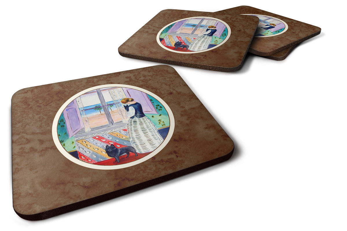 Lady with her Schipperke Foam Coaster Set of 4 7268FC - the-store.com