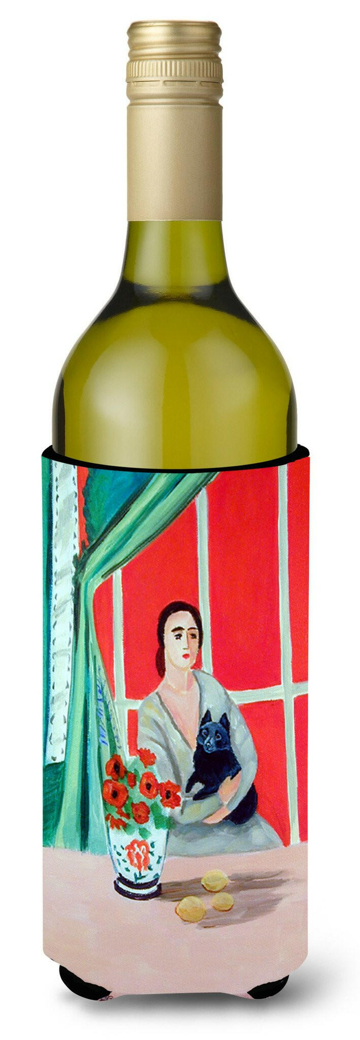 Lady with her Schipperke Wine Bottle Beverage Insulator Beverage Insulator Hugger 7269LITERK by Caroline&#39;s Treasures
