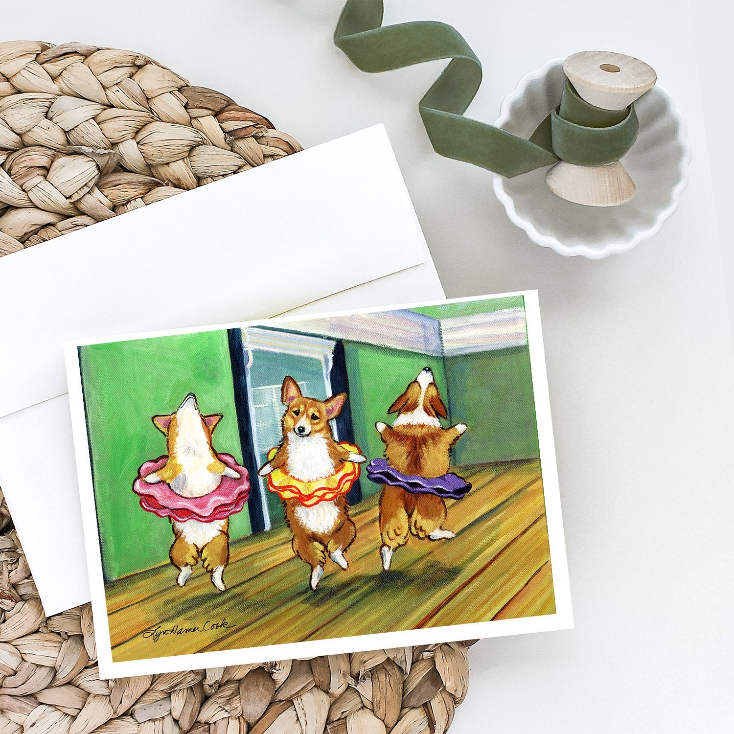Little Ballerina Corgi Greeting Cards and Envelopes Pack of 8 - the-store.com