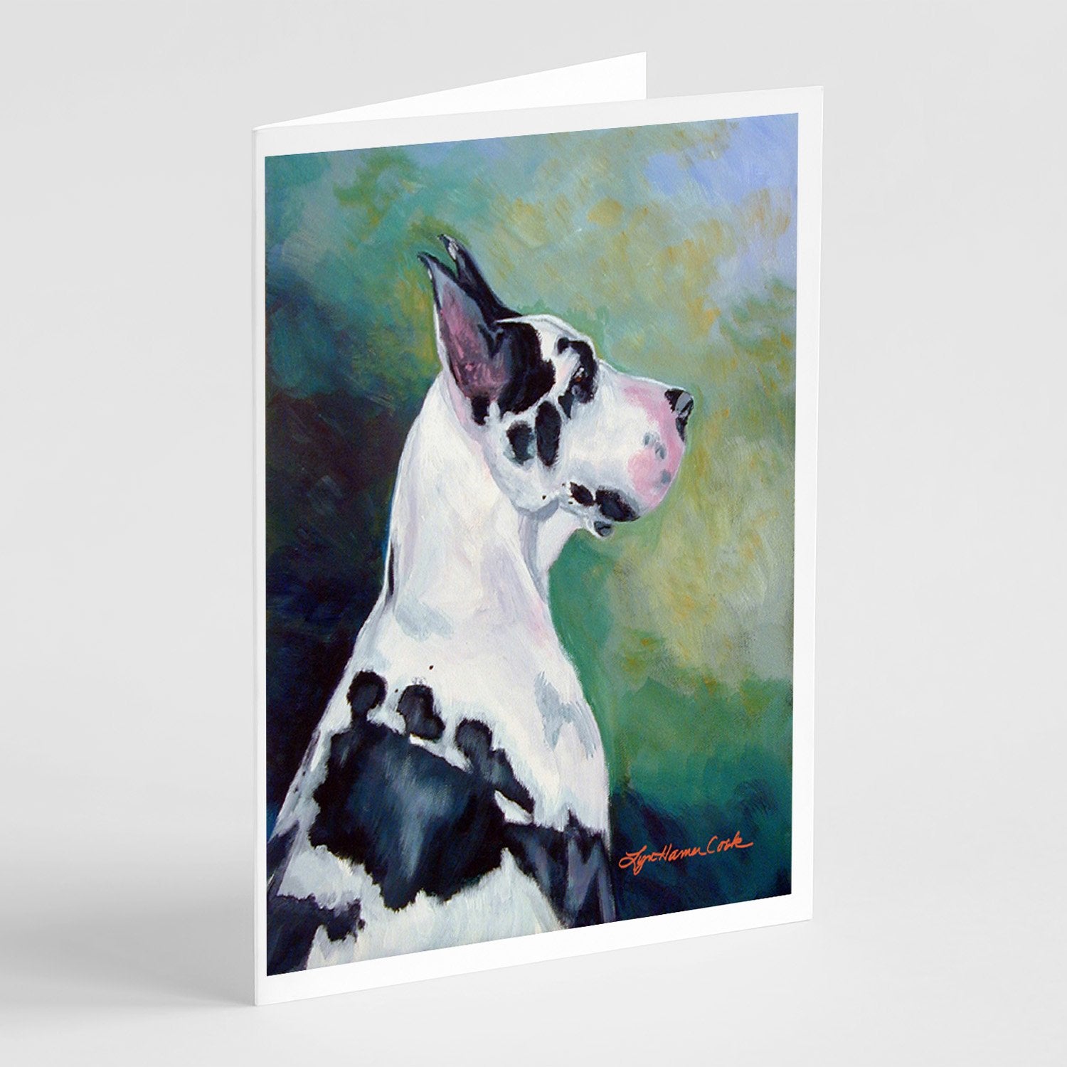 Buy this Harlequin Great Dane  Greeting Cards and Envelopes Pack of 8