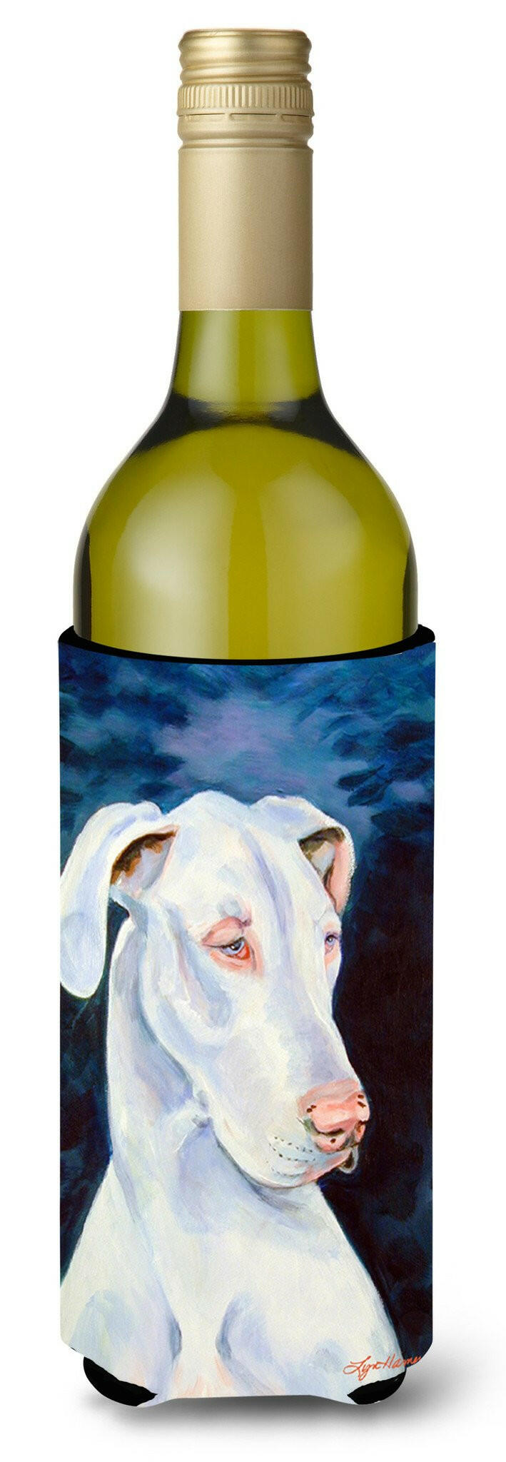 White Great Dane Wine Bottle Beverage Insulator Beverage Insulator Hugger by Caroline&#39;s Treasures