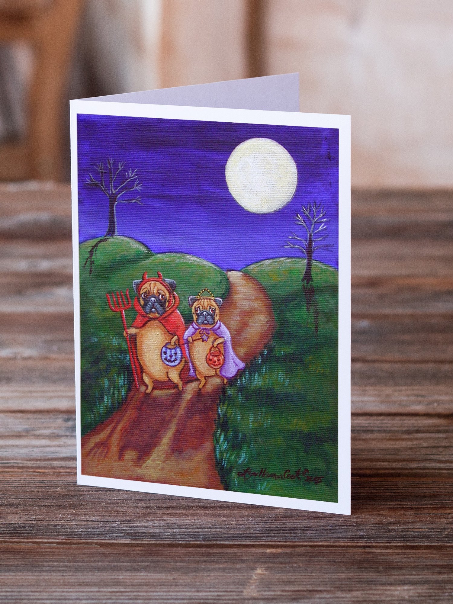 Trick or Treat Halloween Pug  Greeting Cards and Envelopes Pack of 8 - the-store.com
