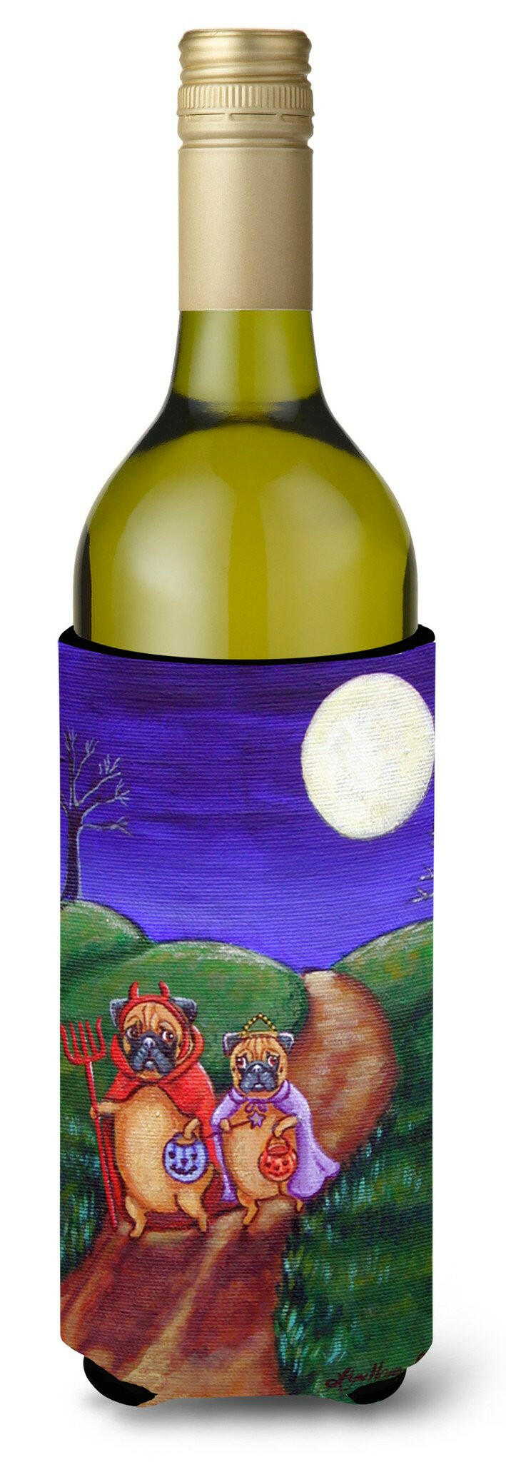 Trick or Treat Halloween Pug Wine Bottle Beverage Insulator Beverage Insulator Hugger by Caroline&#39;s Treasures