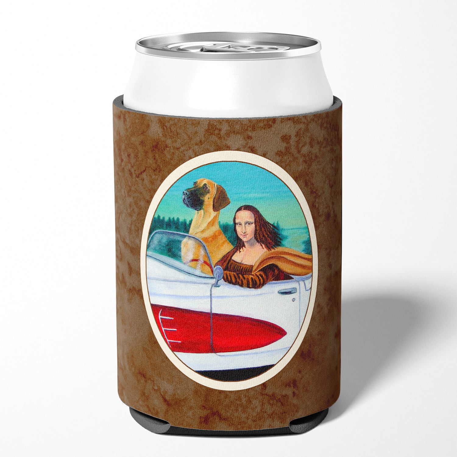 Great Dane with Mona Lisa Can or Bottle Hugger 7282CC