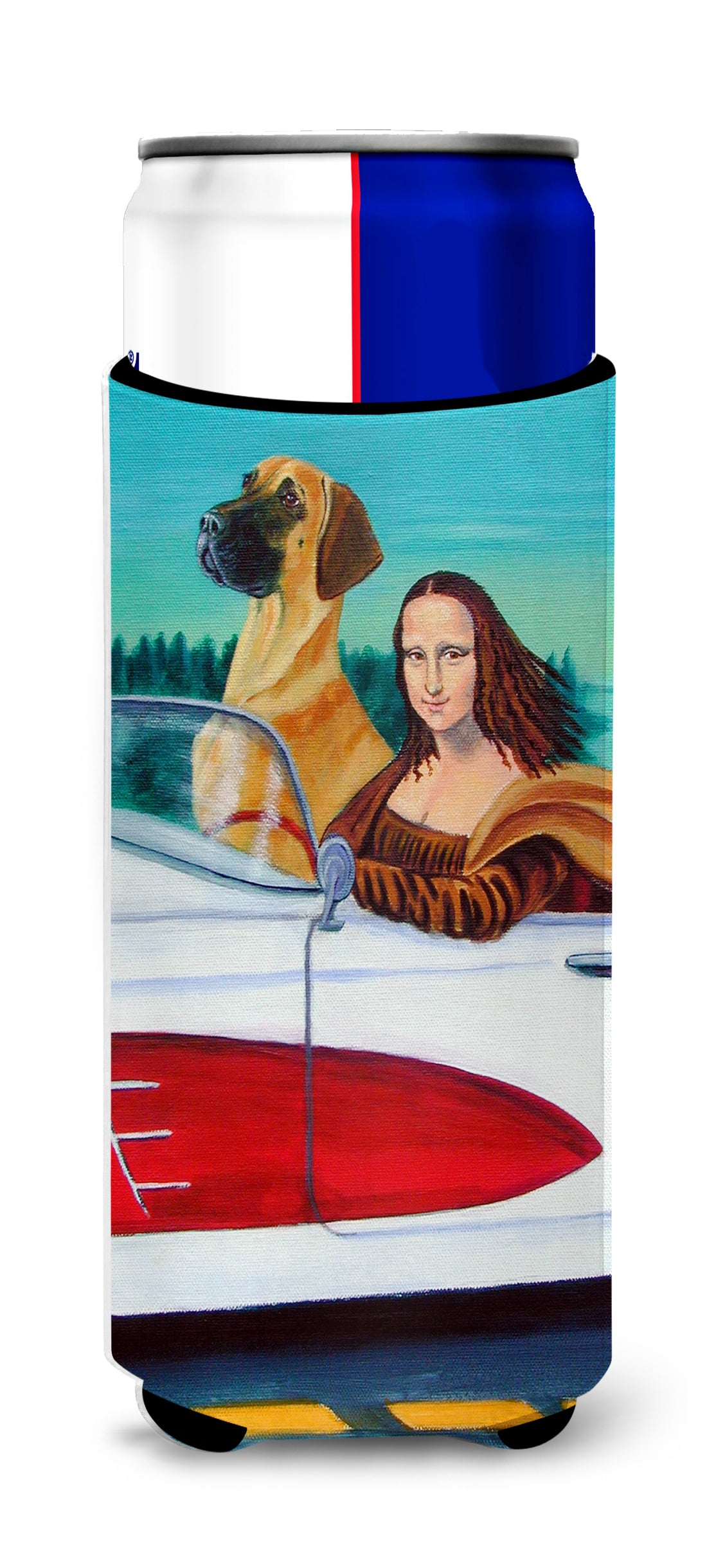 Great Dane with Mona Lisa Ultra Beverage Insulators for slim cans 7282MUK.