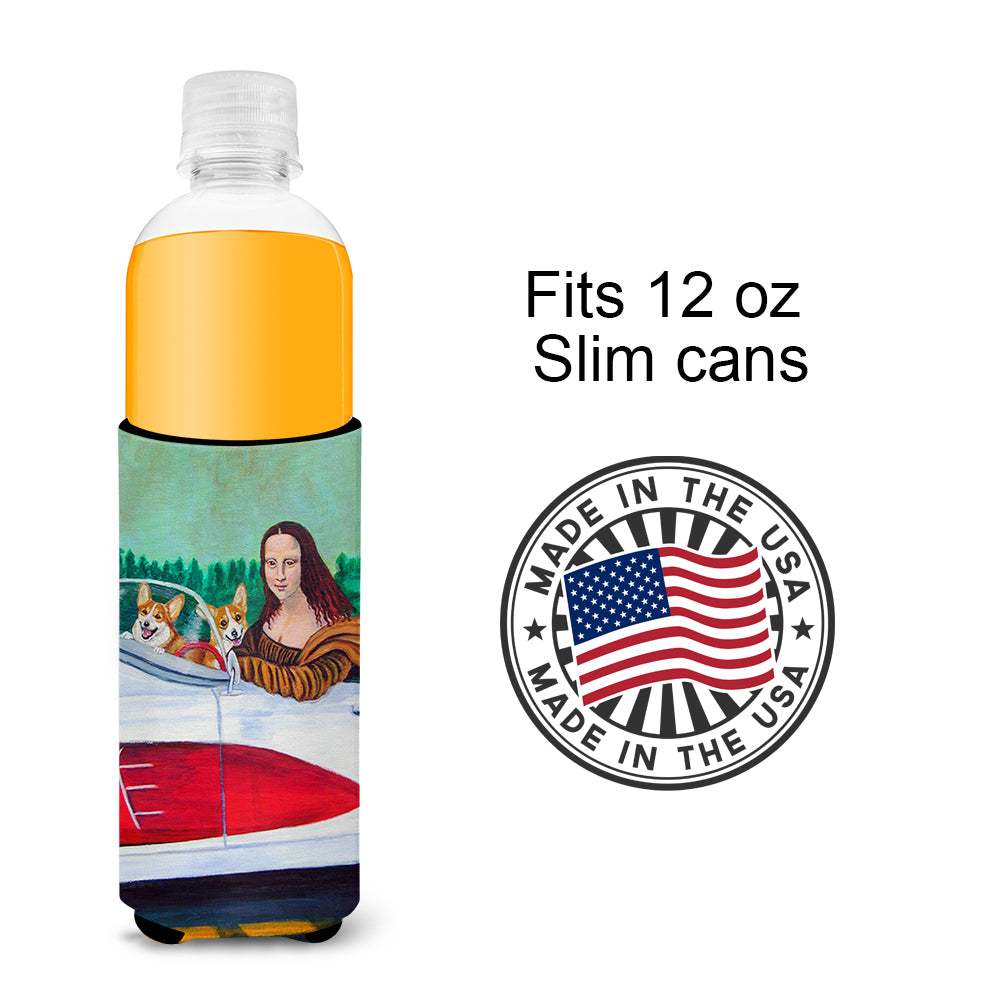 Mona Lisa with  Corgi Ultra Beverage Insulators for slim cans 7284MUK.