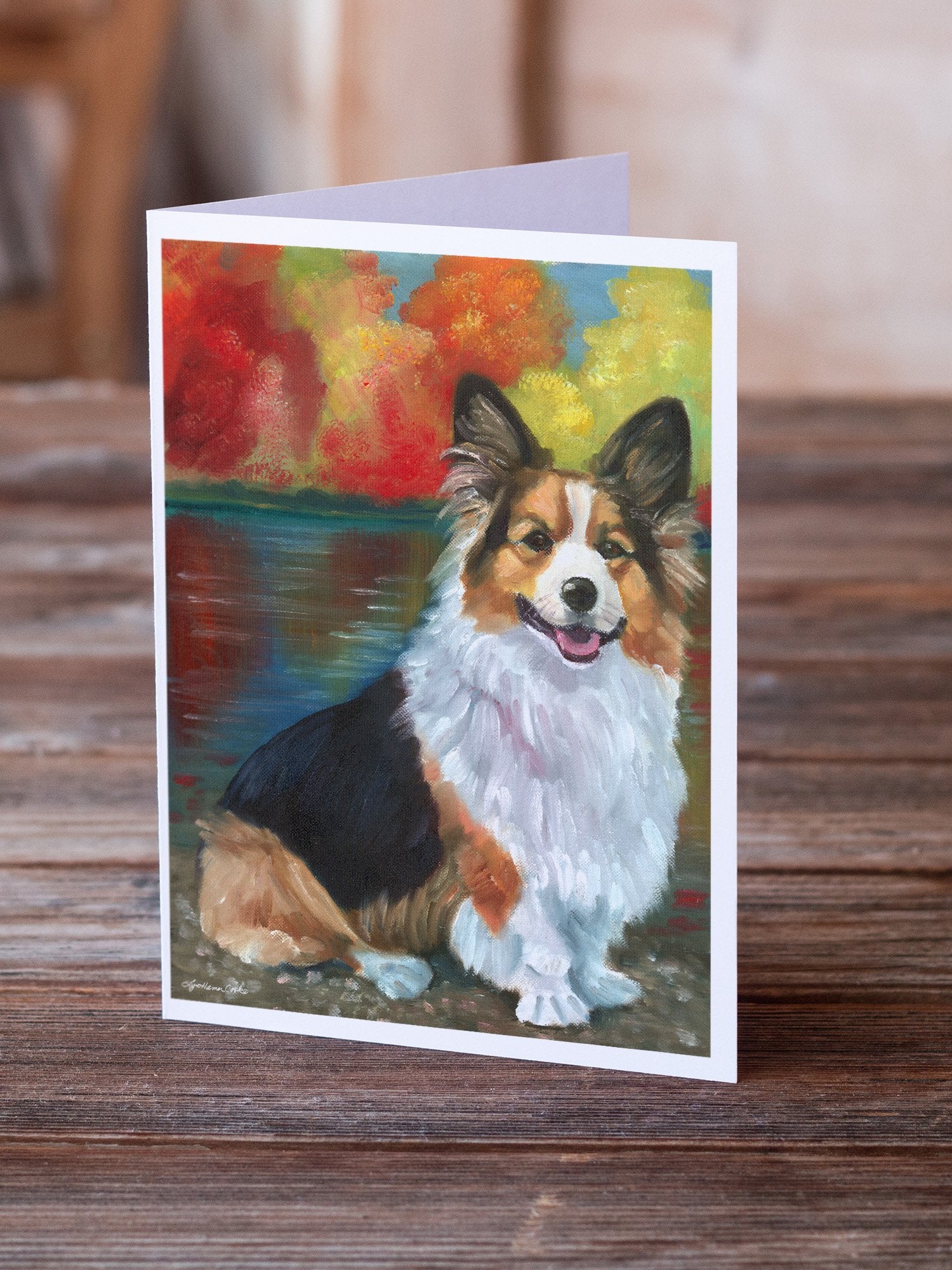 Corgi by the lake Greeting Cards and Envelopes Pack of 8 - the-store.com