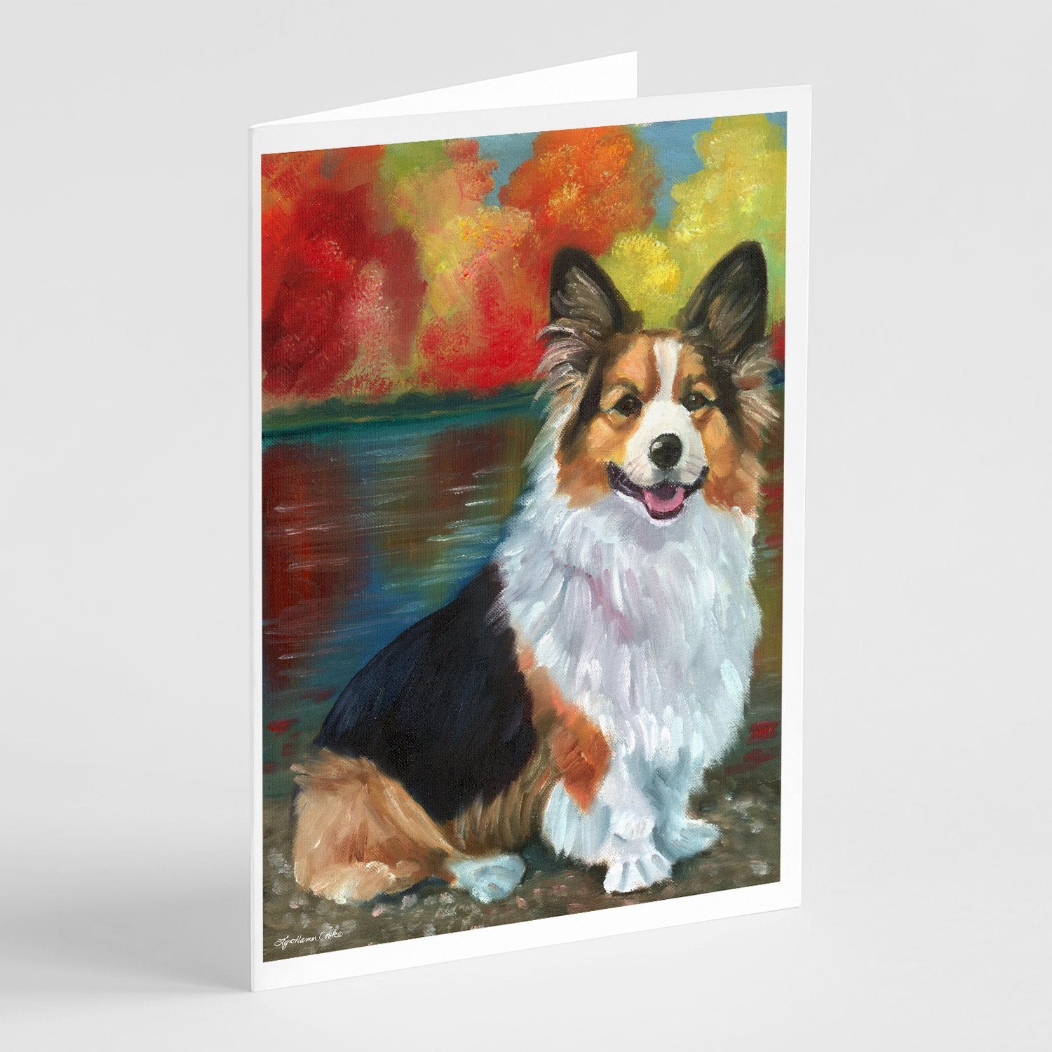 Buy this Corgi by the lake Greeting Cards and Envelopes Pack of 8