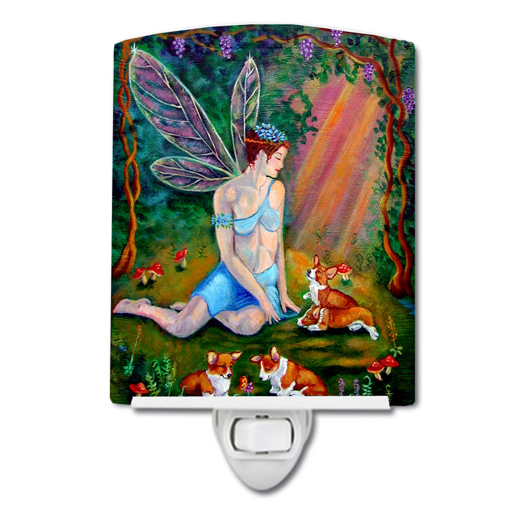 Fairy in the woods with her Corgis Ceramic Night Light 7295CNL - the-store.com