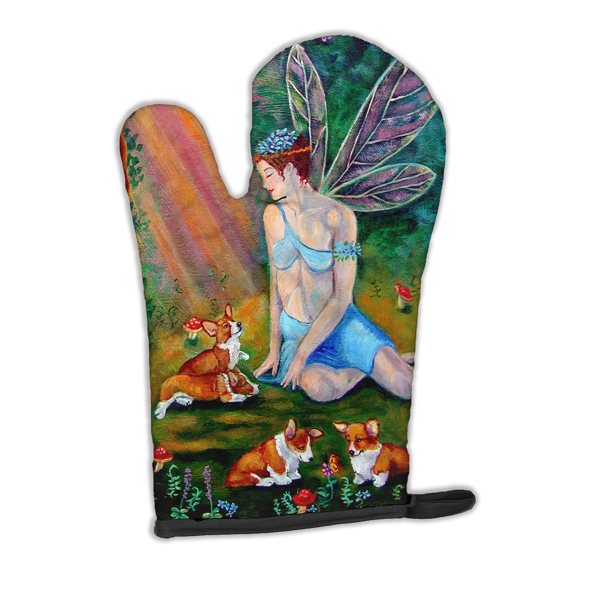 Fairy in the woods with her Corgis Oven Mitt 7295OVMT  the-store.com.