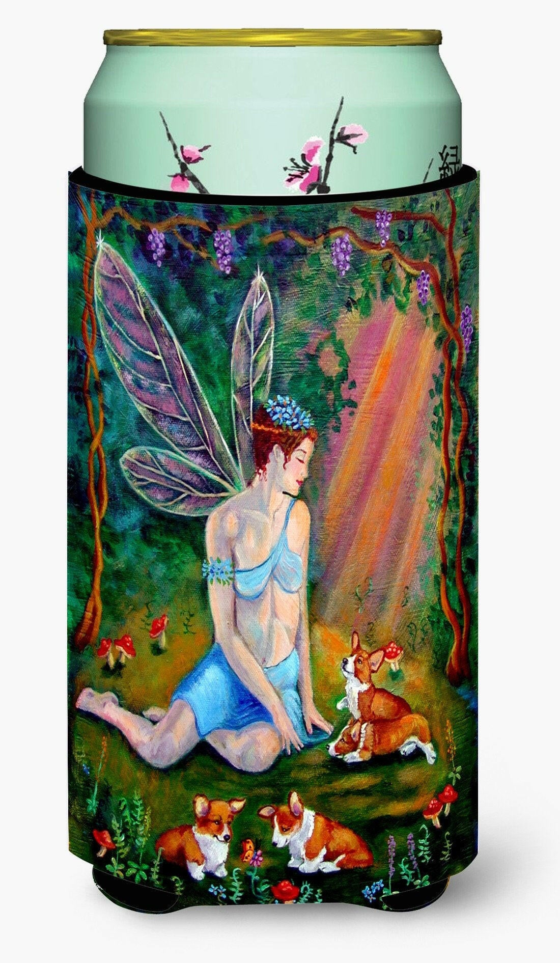 Fairy in the woods with her Corgis Tall Boy Beverage Insulator Hugger 7295TBC by Caroline&#39;s Treasures