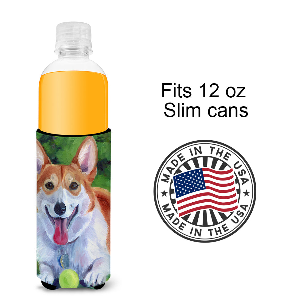 Corgi with green ball Ultra Beverage Insulators for slim cans 7296MUK.