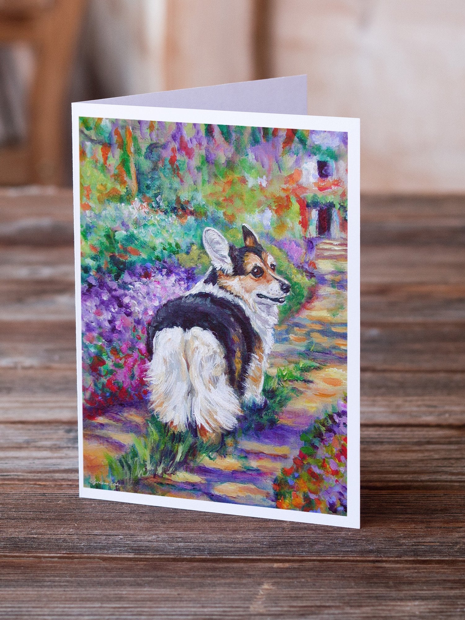 Buy this Corgi Garden Path Greeting Cards and Envelopes Pack of 8