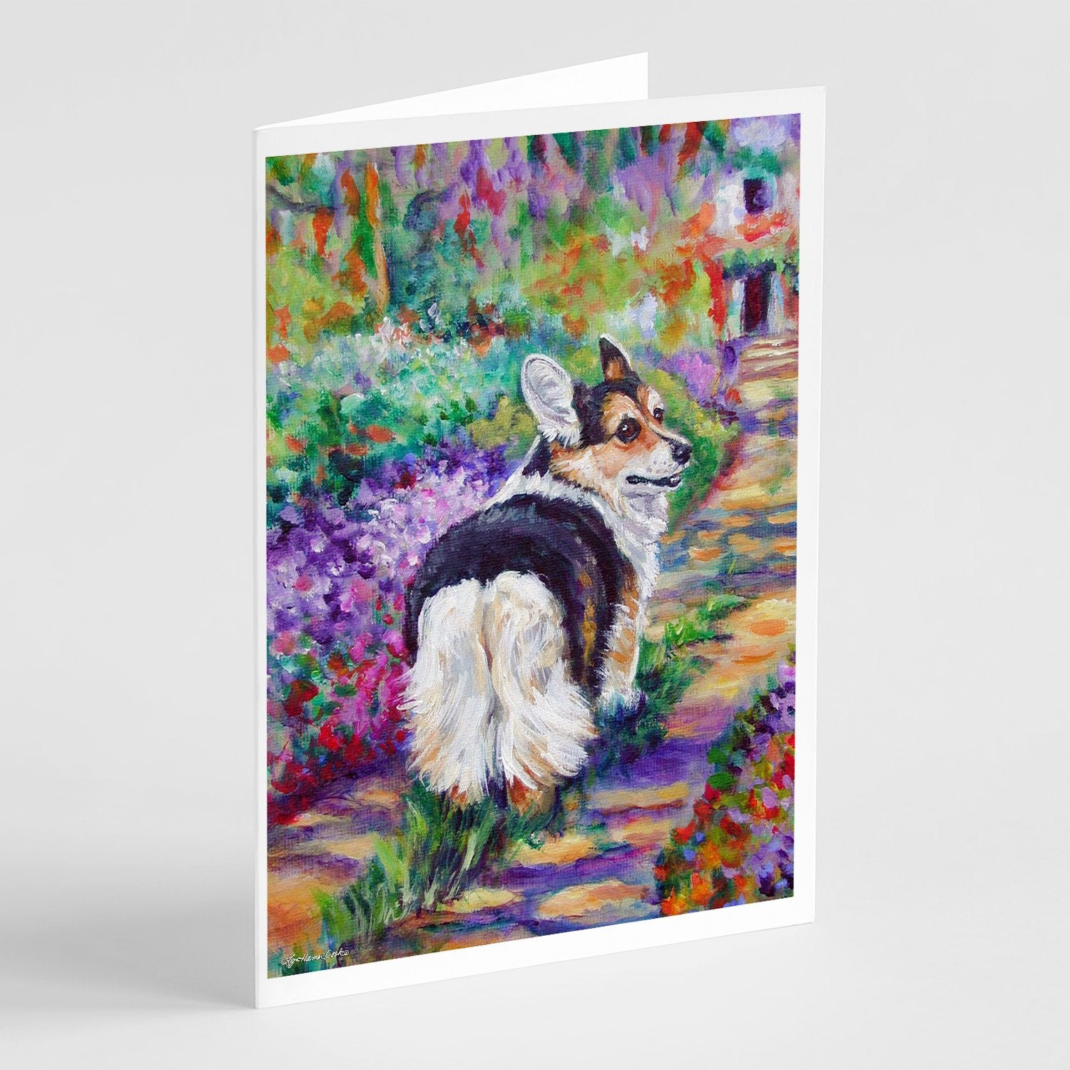 Buy this Corgi Garden Path Greeting Cards and Envelopes Pack of 8