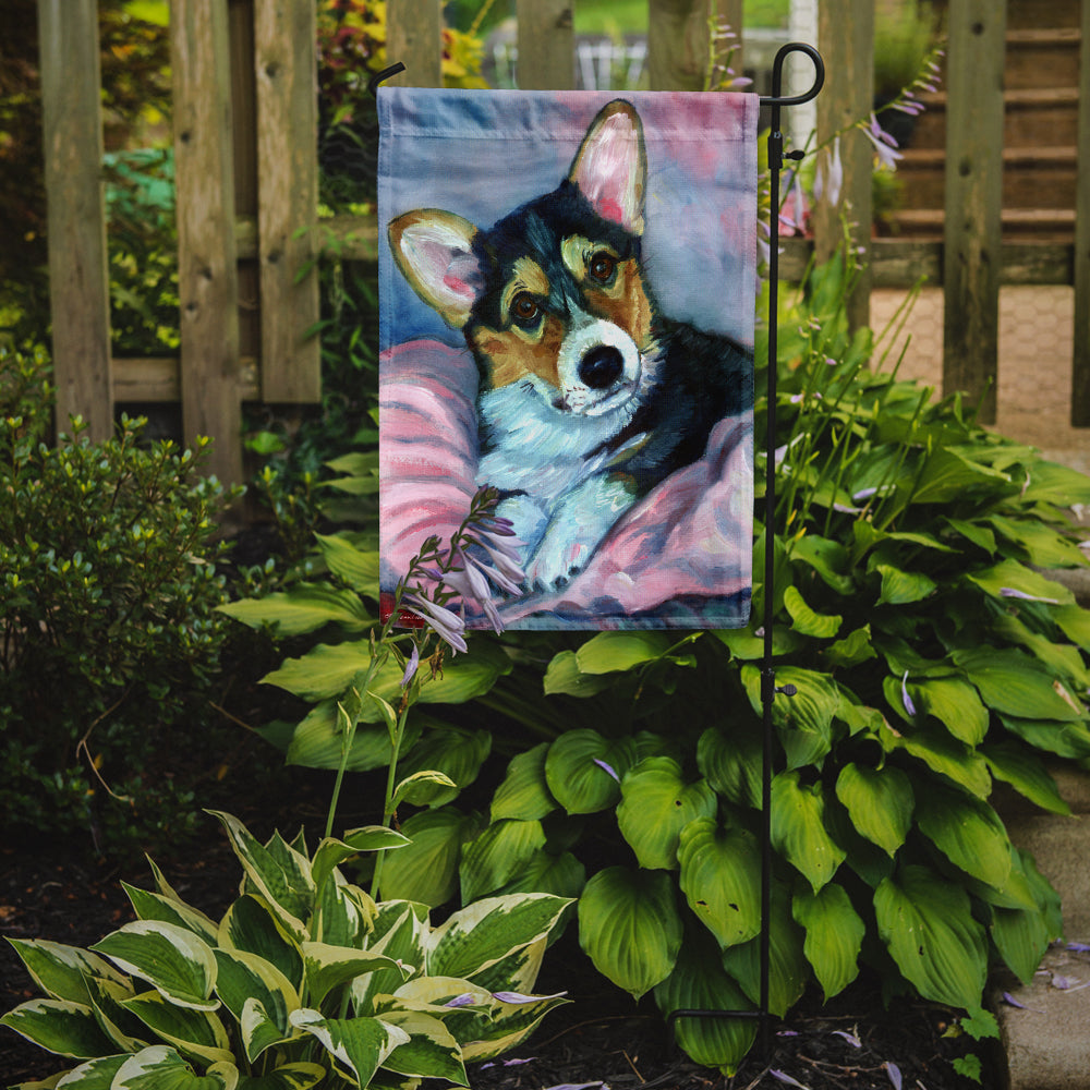 Corgi Puppy with pink  - et Flag Garden Size 7301GF.