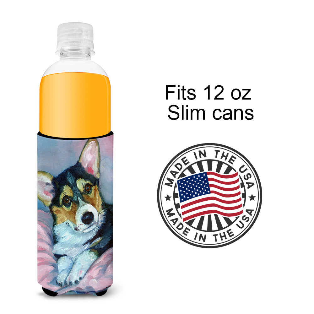 Corgi Puppy with pink  - et Ultra Beverage Insulators for slim cans 7301MUK.